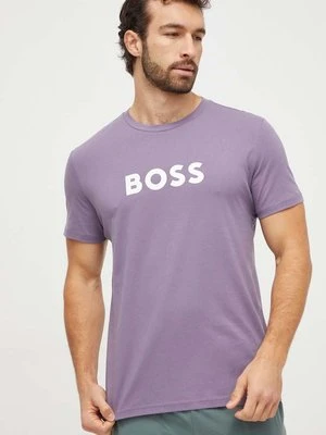 BOSS t-shirt bawełniany kolor fioletowy z nadrukiem 50503276