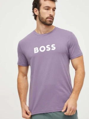 BOSS t-shirt bawełniany kolor fioletowy z nadrukiem 50503276