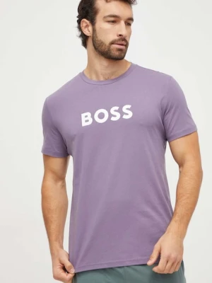 BOSS t-shirt bawełniany kolor fioletowy z nadrukiem 50503276