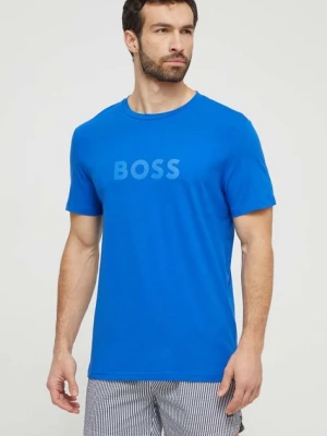 BOSS t-shirt bawełniany kolor niebieski z nadrukiem 50503276