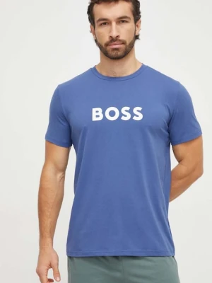 BOSS t-shirt bawełniany kolor niebieski z nadrukiem 50503276