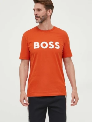 BOSS t-shirt bawełniany kolor pomarańczowy z nadrukiem 50495742