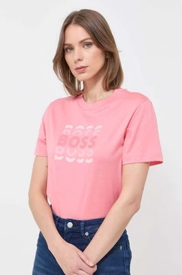 BOSS t-shirt bawełniany kolor różowy