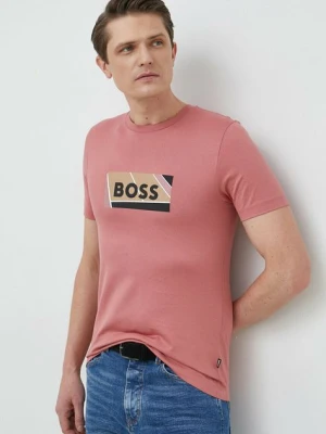 Zdjęcie produktu BOSS t-shirt bawełniany kolor różowy z nadrukiem