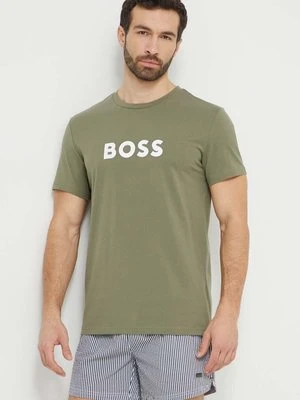 BOSS t-shirt bawełniany kolor zielony z nadrukiem 50503276