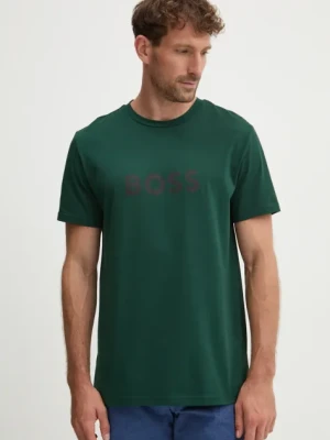 BOSS t-shirt bawełniany kolor zielony z nadrukiem 50503276