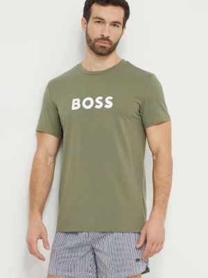 BOSS t-shirt bawełniany kolor zielony z nadrukiem 50503276