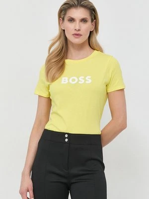 BOSS t-shirt bawełniany kolor żółty 50468356