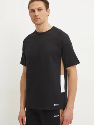 BOSS t-shirt bawełniany lounge kolor czarny gładki 50535784