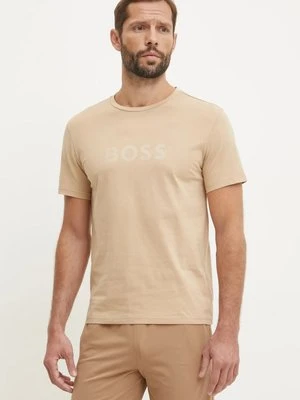 BOSS t-shirt bawełniany męski kolor beżowy z nadrukiem 50503276