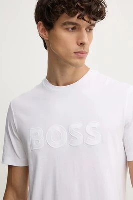 BOSS t-shirt bawełniany męski kolor biały z aplikacją 50527338