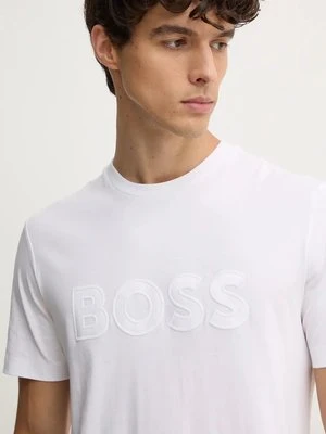 BOSS t-shirt bawełniany męski kolor biały z aplikacją 50527338