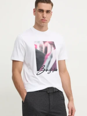 BOSS t-shirt bawełniany męski kolor biały z nadrukiem 50536460