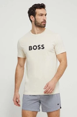 BOSS t-shirt bawełniany męski kolor biały z nadrukiem