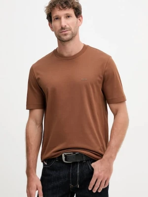 BOSS t-shirt bawełniany męski kolor brązowy gładki 50468347