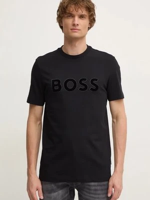 BOSS t-shirt bawełniany męski kolor czarny z aplikacją 50527338