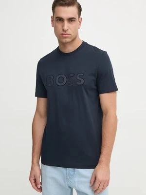 BOSS t-shirt bawełniany męski kolor granatowy z aplikacją 50527338