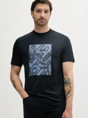 BOSS t-shirt bawełniany męski kolor granatowy z nadrukiem 50538438