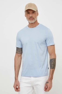 BOSS t-shirt bawełniany męski kolor niebieski gładki 50468395
