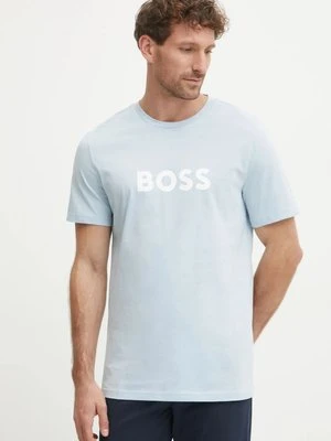 BOSS t-shirt bawełniany męski kolor niebieski z nadrukiem 50503276