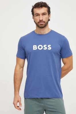 BOSS t-shirt bawełniany męski kolor niebieski z nadrukiem
