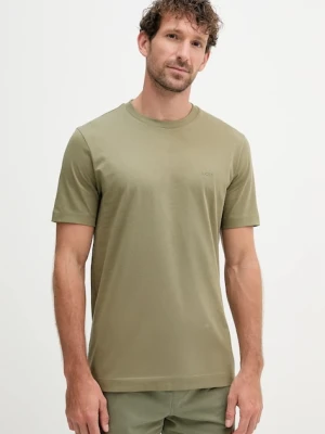 BOSS t-shirt bawełniany męski kolor zielony gładki 50468347