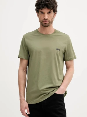 BOSS t-shirt bawełniany męski kolor zielony gładki 50531401
