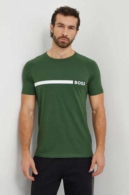 BOSS t-shirt bawełniany męski kolor zielony z nadrukiem