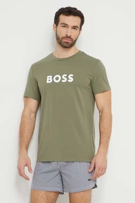 BOSS t-shirt bawełniany męski kolor zielony z nadrukiem