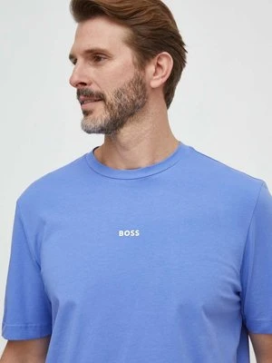 BOSS t-shirt BOSS ORANGE męski kolor niebieski gładki 50473278