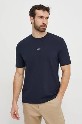 BOSS t-shirt BOSS ORANGE męski kolor niebieski gładki