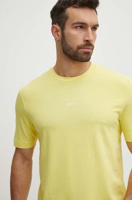 BOSS t-shirt BOSS ORANGE męski kolor żółty gładki 50473278