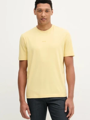 BOSS t-shirt BOSS ORANGE męski kolor żółty gładki 50473278