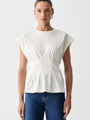 BOSS T-shirt damski bawełniany Evinata beżowy