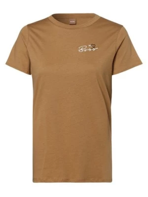 BOSS T-shirt damski Kobiety Bawełna beżowy|brązowy jednolity,