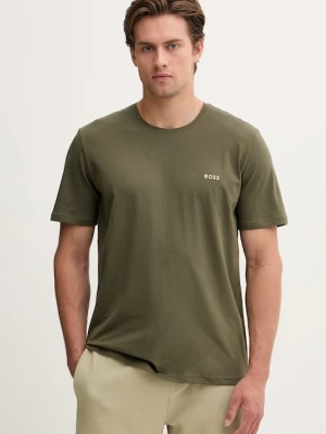 BOSS T-shirt lounge męski bawełniany z elastanem Mix&Match T-Shirt R zielony