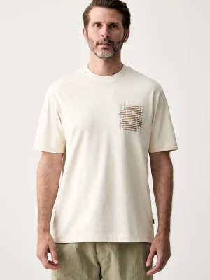 BOSS T-shirt męski bawełniany C-Tigerman beżowy