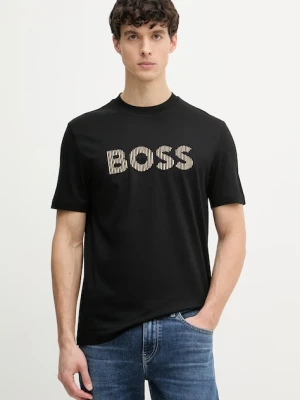BOSS T-shirt męski bawełniany Thompson 41 czarny