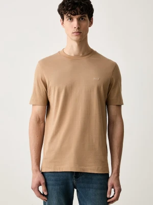 BOSS T-shirt męski bawełniany Thompson beżowy