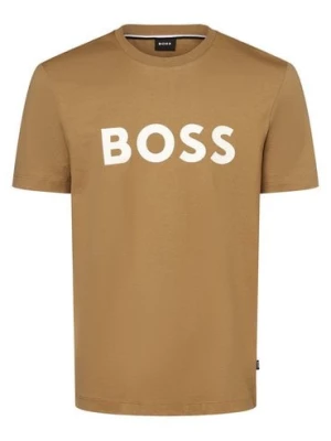 BOSS T-shirt męski Mężczyźni Bawełna brązowy jednolity,