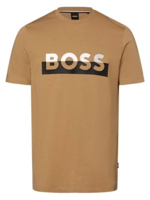BOSS T-shirt męski Mężczyźni Bawełna brązowy nadruk,