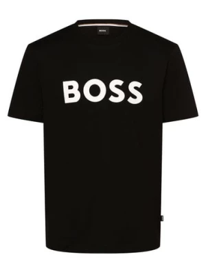BOSS T-shirt męski Mężczyźni Bawełna czarny jednolity,