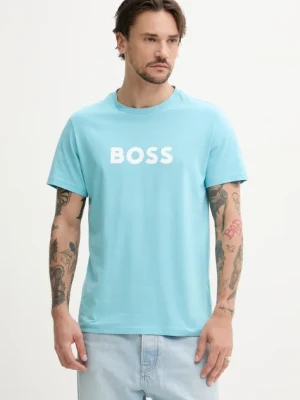 BOSS t-shirt plażowy kolor niebieski wzorzysty