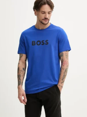 BOSS t-shirt plażowy kolor niebieski wzorzysty
