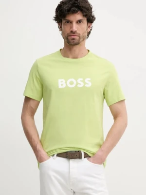 BOSS t-shirt plażowy kolor zielony wzorzysty