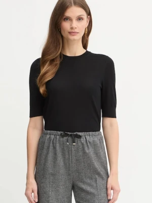 BOSS t-shirt wełniany Farbella damski kolor czarny 50544996