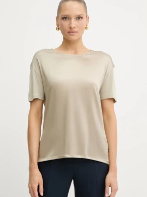 BOSS t-shirt z domieszką jedwabiu kolor zielony 50457656