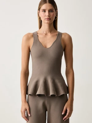 BOSS top swetrowy damski z wiskozą Fiorini brązowy
