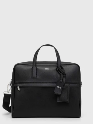 BOSS torba na laptopa skórzana kolor czarny 50483563