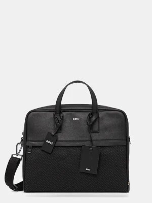 BOSS torba na laptopa skórzana kolor czarny 50548188